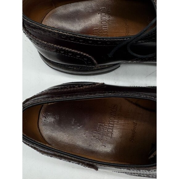 Allen Edmonds Mens Sanford Oxford Dress Shoes Size 7 Burgundy Leather Lace Up